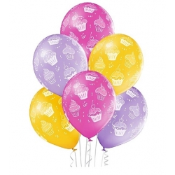Balony lateksowe dekoracja urodziny babeczki 6x